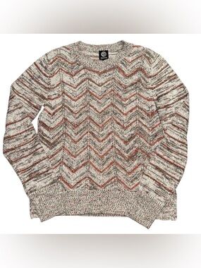 Bobeau Women’s Chevron Knit Sweater Multicolor Crewneck Size Medium